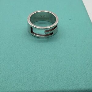 Gucci Silver Cutout Logo Band Ring